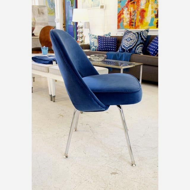 Saarinen for Knoll Executive Armless Chairs in Indigo Velvet Chairish