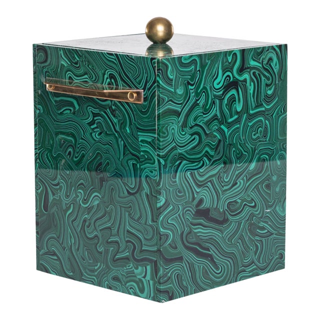 1970s Faux Malachite Ice Bucket For Sale
