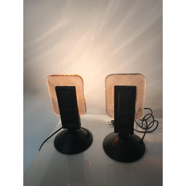 Metal Italian Murano Glass Table Lamps from MZeta, 1970s, Set of 2 For Sale - Image 7 of 13