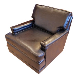 Mid-Century Black Vinyl Club Chair For Sale
