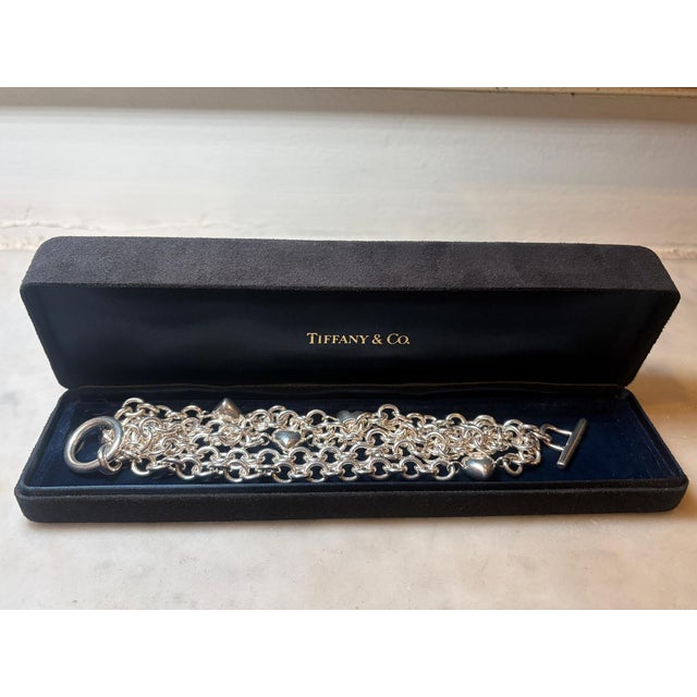 Metal Tiffany & Co. Sterling Silver 5-Strand Puffed Heart Bracelet 95.62g For Sale - Image 7 of 9