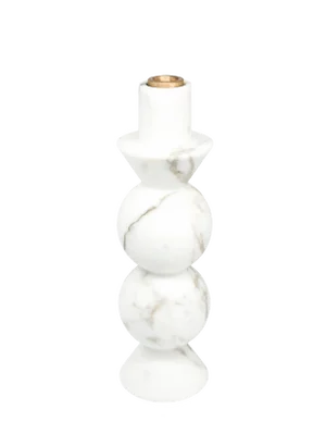 High Unicolor Candleholder in White Carrara Marble from Fiammettav Home Collection