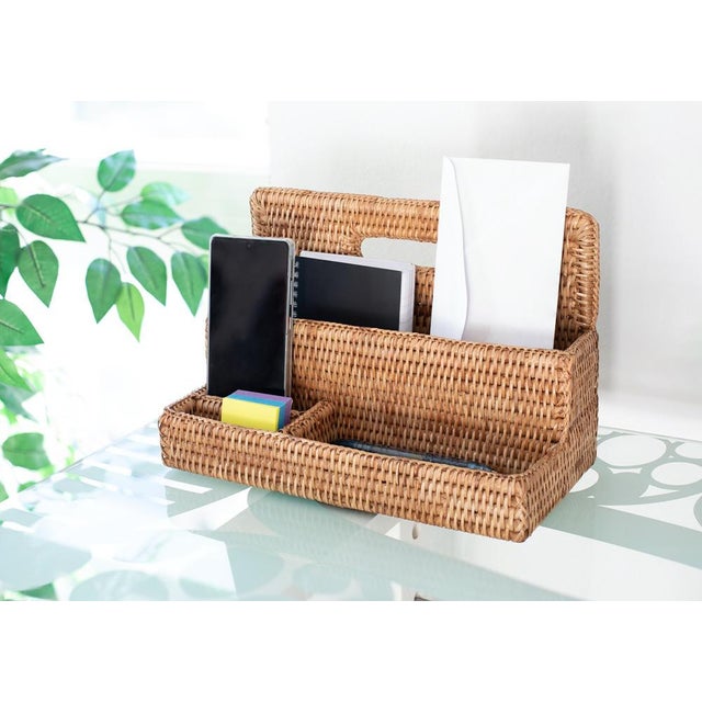 Artifacts Rattan Standing Stationary Sorter in Honey Brown For Sale - Image 4 of 11