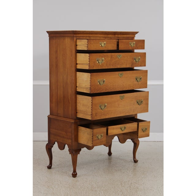 1960s Stickley Cherry Queen Anne Flat Top Highboy Chest For Sale - Image 5 of 17
