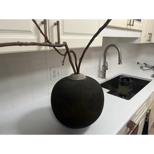 Arts & Crafts Vintage Raku Vase With Color and Artist Signed For Sale - Image 3 of 4