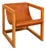 Handcrafted Suspended Leather Lounge Chair in Solid Wood For Sale