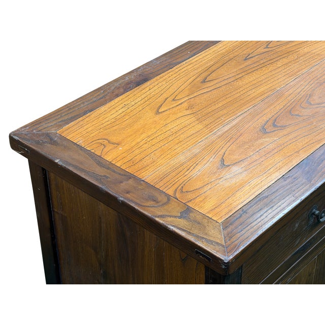 Vintage Asian Brown Kirin Motif Low Tv Console Cabinet For Sale - Image 14 of 15