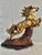 Chinoiserie Early 20th Century Bronze Patina Jumping Horse Sculpture on Carved Wood Base For Sale - Image 3 of 10