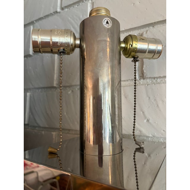 Noel BC Brass and Chrome Table Lamp From Noel b.c.. Italy 1970's For Sale - Image 4 of 11