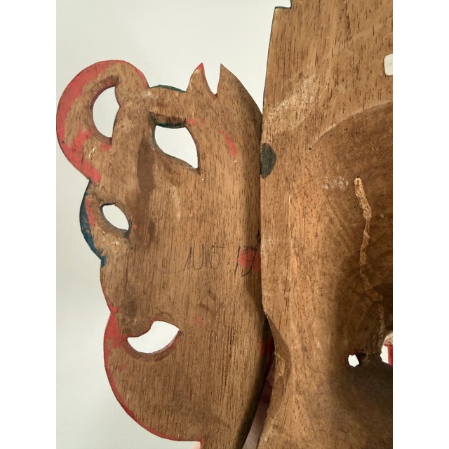 Vintage Indonesian Hand Carved Painted Wood Barong Garuda Mask For Sale - Image 10 of 12