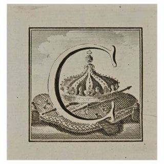 Luigi Vanvitelli, Letter of the Alphabet C, Etching, 18th Century For Sale