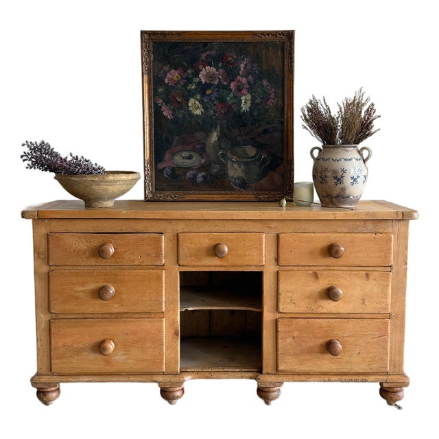 Antique English Pine Sideboard For Sale