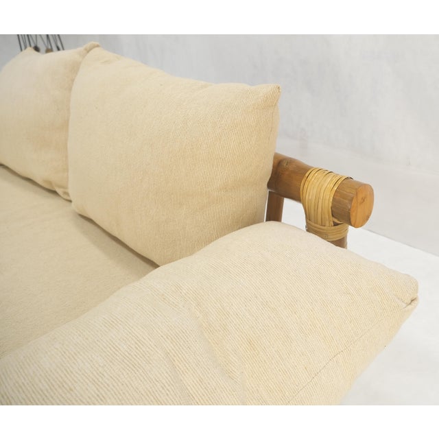 Thick Bamboo Frame Mid Century Modern c1970s Loveseat Sofa MINT For Sale - Image 17 of 18