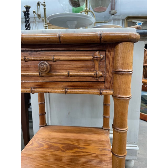 Late 19th Century Antique French Faux Bamboo Side Table For Sale - Image 5 of 9