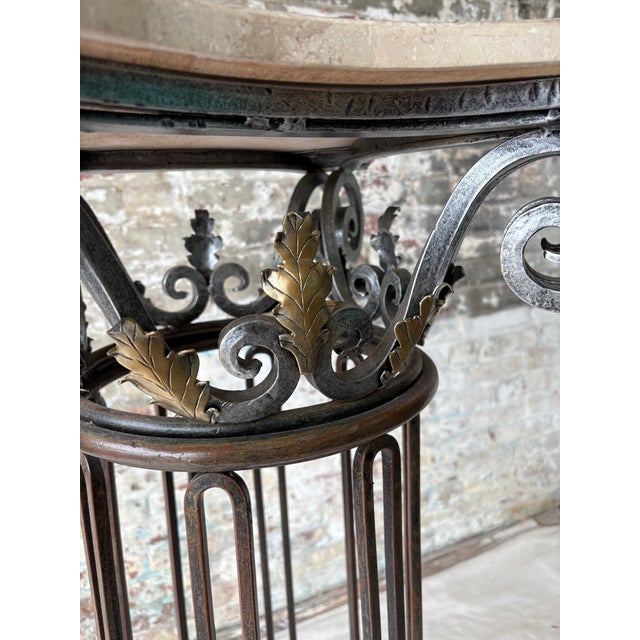 Vintage Marble Top Iron Pedestal Column For Sale - Image 9 of 10