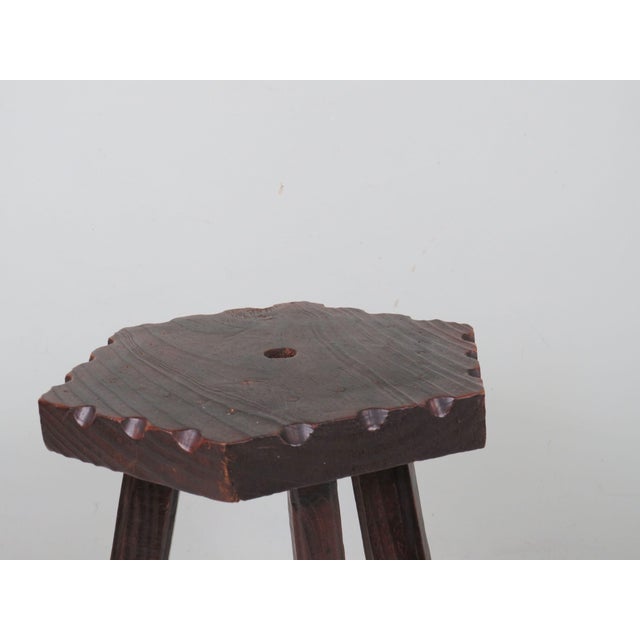 Wood Vintage Spanish Wood Stool, 1960s For Sale - Image 7 of 9