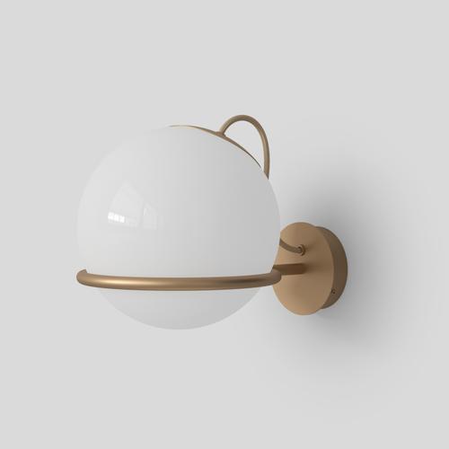 Model 237/1 design by gino sarfatti the single blown opaline glass sphere is gently held by a black or champagne painted...