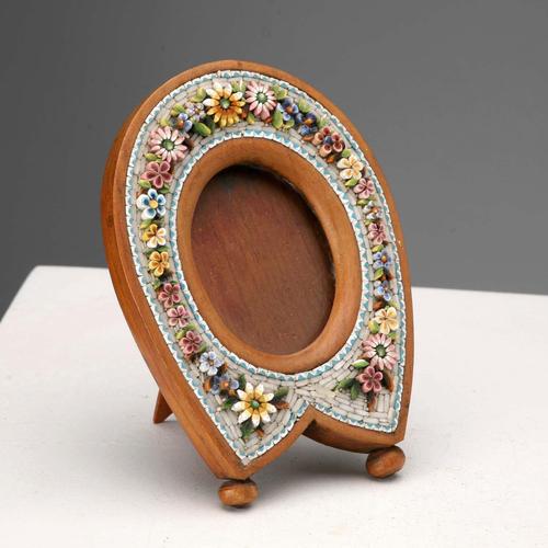 Brown Antique Photo Frame with Micromosaic For Sale - Image 8 of 8