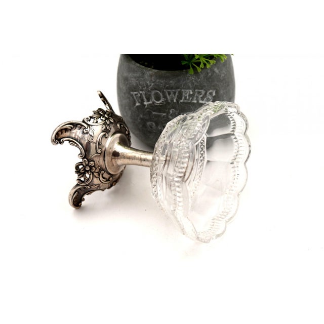 Cut Glass Candy Box with Silver Base and Floral Reliefs For Sale - Image 3 of 6