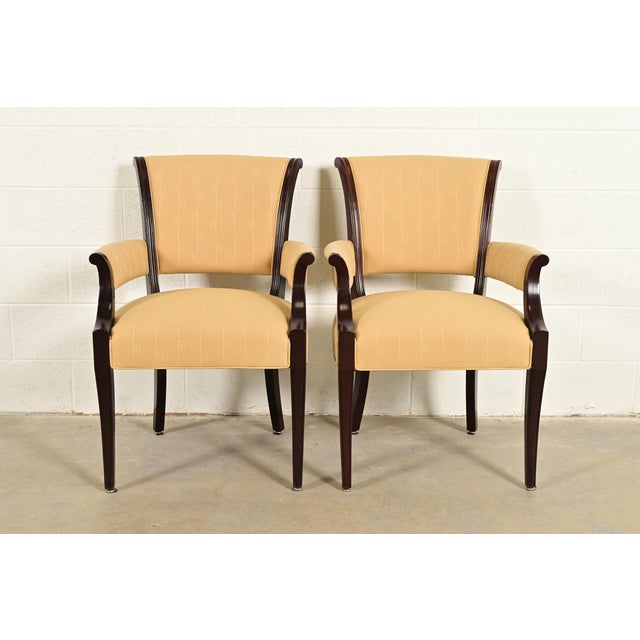 An exceptional pair of modern Regency or Art Deco style armchairs or dining captain chairs By Barbara Barry for Baker...