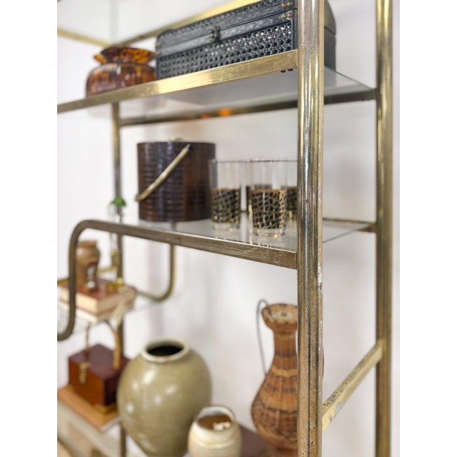 Vintage Milo Baughman Style Brass Tone Etagere Shelf Vintage Hollywood Regency For Sale - Image 13 of 17