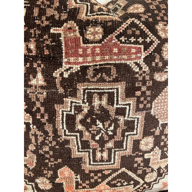 2020s Pillow Made from Antique Rug With Velvet Backing & Feather/Down Insert For Sale - Image 5 of 6