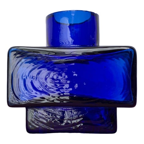 Mid-Century Scandinavian Block Glass Vase, 1960s For Sale