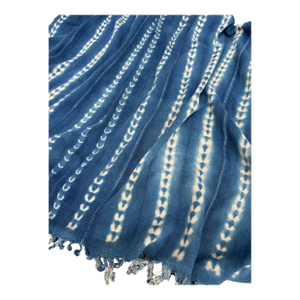 Vintage African Indigo Denim Shibori Mudcloth 56” L X 43” W Textile | No. 170