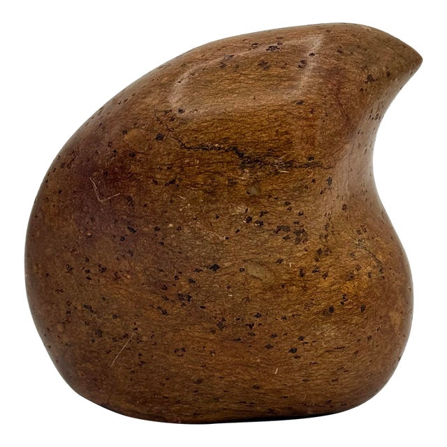 Organic Modern Biomorphic Stone Bird Signed Sculpture, 4” For Sale