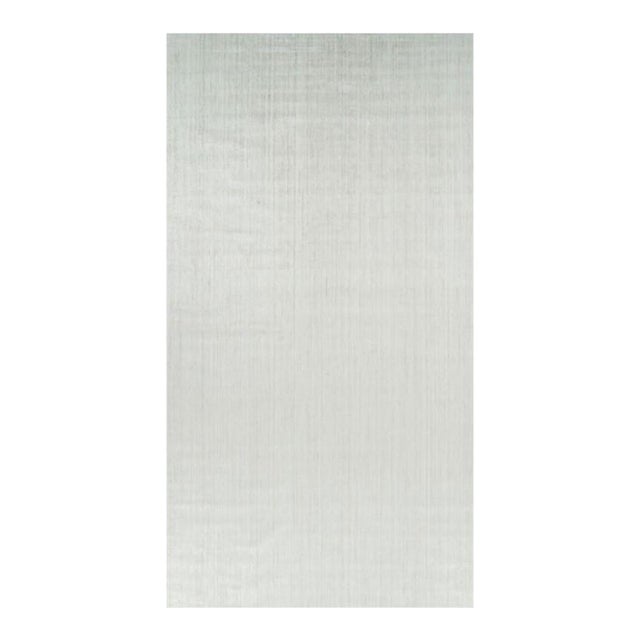 Rug & Kilim’s Oversized Textural Rug in Solid White and Silver-Gray Striae - 10x19 For Sale