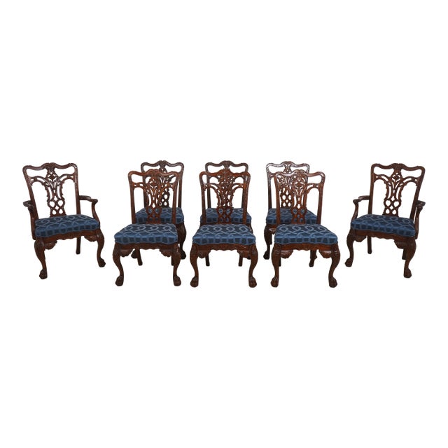 Set of 8 Maitland Smith Mahogany Dining Chairs For Sale
