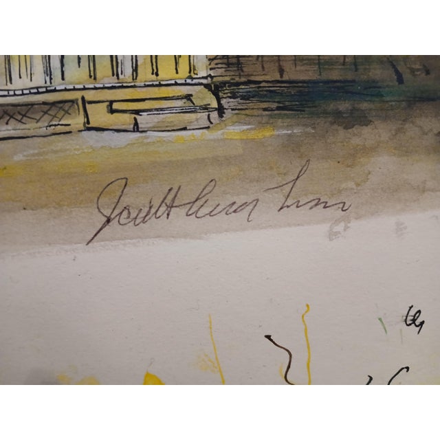 Illustration Framed Water Color Painting of a House Signed by Artist For Sale - Image 3 of 4