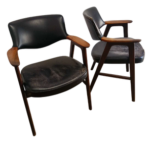 Vintage Danish Chairs in Teak by Erik Kirkegaard, 1950s, Set of 2