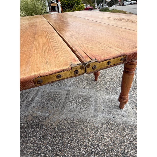 Wood Antique Scrubbed Pine Drop-Leaf Table For Sale - Image 7 of 12