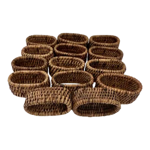 Woven Rattan Napkin Rings-Set of 14