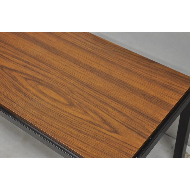 Vintage Mid Century Modern Steel Metal & Faux Rosewood Laminate Coffee Table For Sale - Image 4 of 14