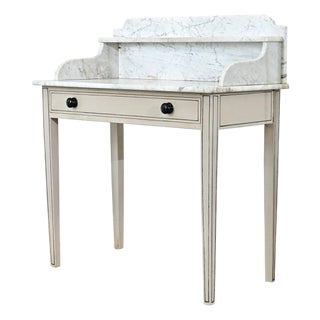 English 19th Century White Marble Top Vanity with New Paint For Sale