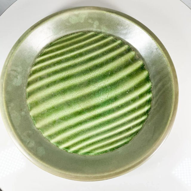 1970s Modernist Art Optical Dish Green Stripe Plate Usa For Sale - Image 10 of 10