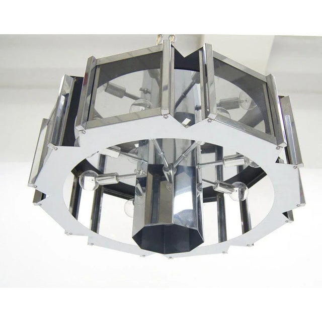 Vintage chrome and glass light fixture by Robert Sonneman on a 34" long chain.