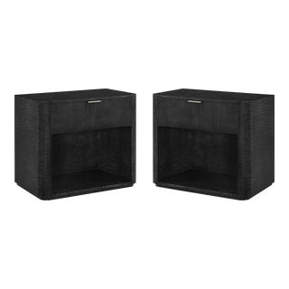 Pair of Black Art Deco Nightstands For Sale