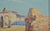 California Mission Plein Air Oil on Board Period Arts & Crafts Frame. Illegibly Signed Lower Right Center For Sale - Image 4 of 8