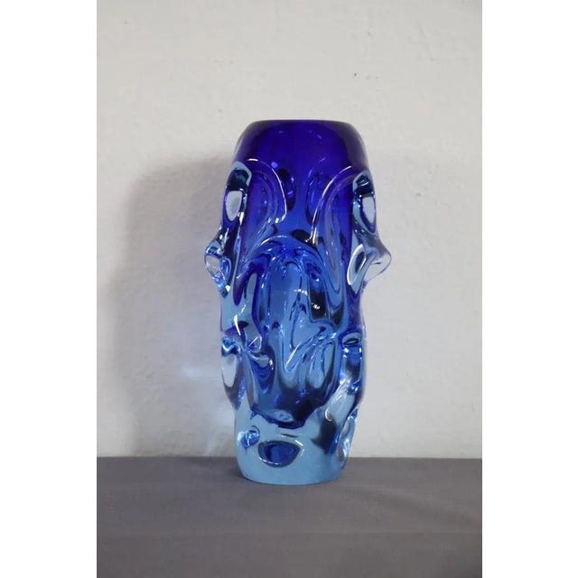 Art Glass Blue Vase in Blown Glass attributed to Börne Augustsson, 1940s For Sale - Image 12 of 13