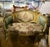 French French Louis XV Romantic Loveseat With Floral Damask Upholstery, Sage Green Velvet Panels, Cherubs & Hand-Gilded Gold Leaf Frame For Sale - Image 3 of 5