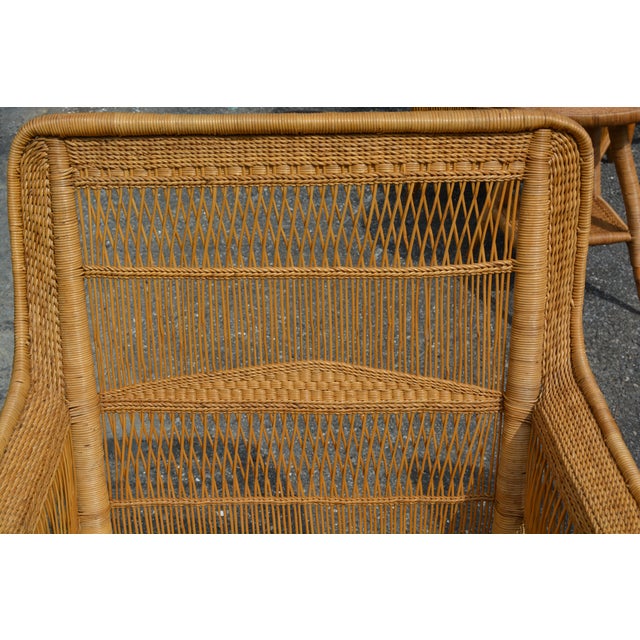 1980s Malawi South Africa Golden Tan Woven Rattan / Cane Arm Chairs Patio - A Pair For Sale - Image 6 of 11