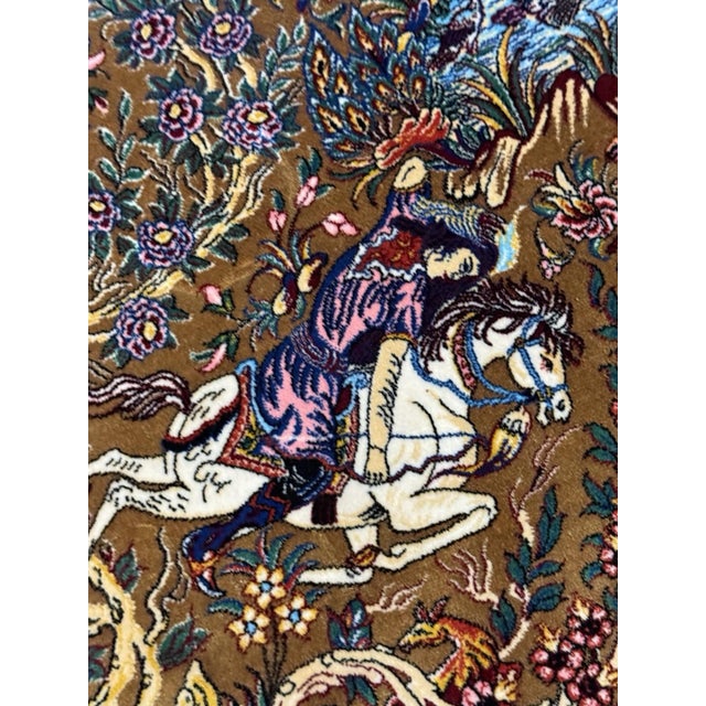 Exquisite Silk Round Rug With Imperial Hunting Scene Carpet For Sale - Image 10 of 18