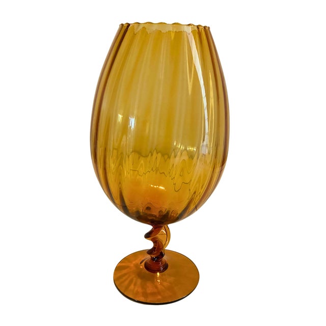 Amber Mid Century Empoli Optic Glass Brandy Snifter Vases, S/3 For Sale - Image 8 of 8
