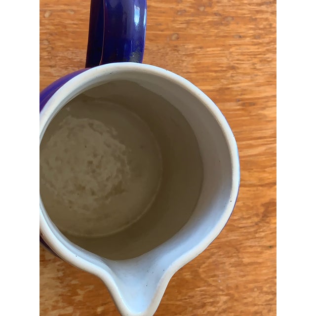 Vintage French Water Pitchers Digoin Grespots # 0, 2 , 4, Cobalt Blue Glaze Farmhouse Set of 3 For Sale - Image 9 of 12