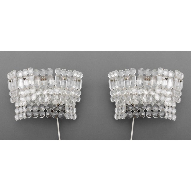 Mid 20th Century Italian Faceted Glass Wall Sconces, Pair For Sale - Image 5 of 8