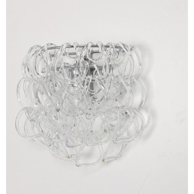 Fantastic large murano pair of wall sconces designed by angelo mangiarotti, made by vistosi, in italy, manufactured, circa...