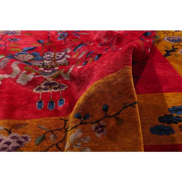 Antique Red Chinese Art Deco Rug, 08'11 X 11'01 For Sale In Dallas - Image 6 of 10